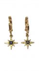 Black Onyx Star Huggie Hoop Earrings