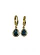 Black Teardrop Huggie Hoop Earrings
