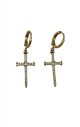 Crystal Cross Sword Huggie Hoop Earrings