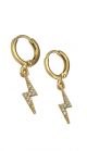 Crystal Lightning Bolt Huggie Hoop Earrings