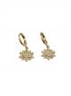 Crystal Lotus Flower Huggie Hoop Earrings