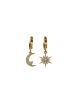 Crystal & Opal Moon And Star Huggie Hoop Earrings