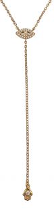 Crystal Eye Short Lariat Necklace
