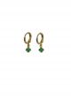 Emerald Green Jewel Clover Huggie Hoop Earrings