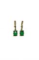 Emerald Green Rectangle Jewel Huggie Hoop Earrings