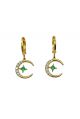 Crystal Moon & Emerald Star Huggie Hoop Earrings