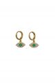 Crystal & Emerald Green Eye Huggie Hoop Earrings