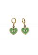 Green Heart Eye Huggie Hoop Earrings