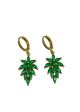 Jewel Leaf Huggie Hoop Earrings