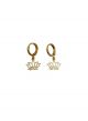 Gold Lotus Huggie Hoop Earrings