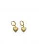 Gold Art Deco Heart Huggie Hoop Earrings