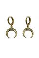 Double Horn & Opal Huggie Hoop Earrings