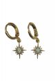 Crystal & Oval Opal Star Huggie Hoop Earrings