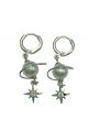Pearl Planet & Crystal Star Huggie Hoop Earrings