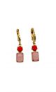 Vintage Cherry Red & Pink Huggie Hoop Earrings
