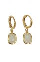 Rectangle Stone Huggie Hoop Earrings
