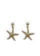 Gold Starfish Pearl Stud Earrings 