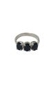 Sterling Silver Triple Black Spinel Ring