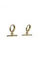 Gold T Bar Charm Huggie Hoop Earrings