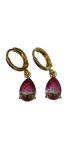 Watermelon Teardrop Jewel Huggie Hoop Earrings