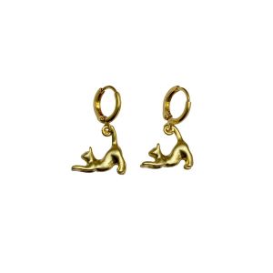 Stretching Cat Huggie Hoop Earrings