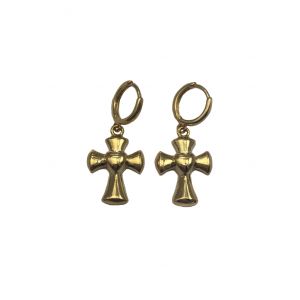 Cross Heart Huggie Hoop Earrings