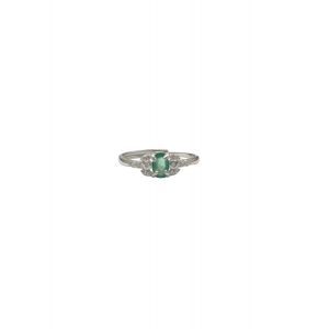 Art Deco Sterling Silver Emerald  Ring