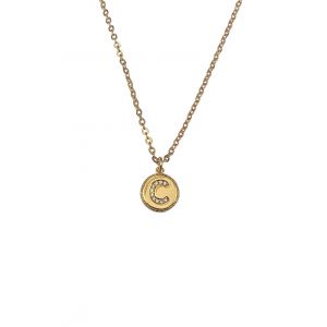 Crystal Initial Small Coin Necklace