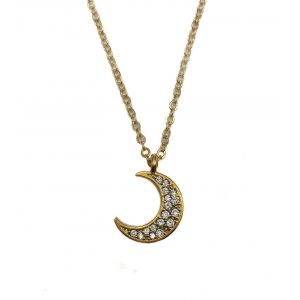 Crystal Crescent Moon Necklace