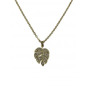 Crystal Monstera Leaf Necklace