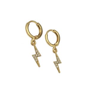 Crystal Lightning Bolt Huggie Hoop Earrings