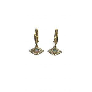 Crystal & Opal Eye Huggie Hoop Earrings