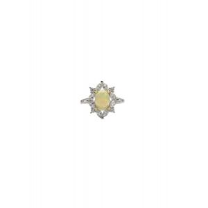 Vintage Inspired Sterling Silver Crystal & Opal Ring