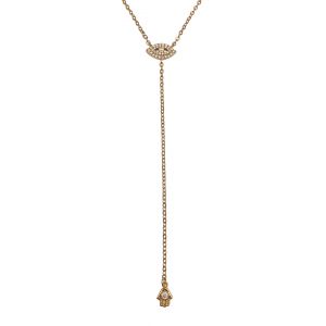 Crystal Eye Short Lariat Necklace