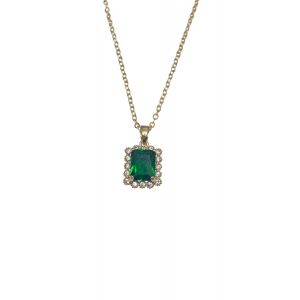 Crystal & Emerald Green Rectangle Jewel Necklace