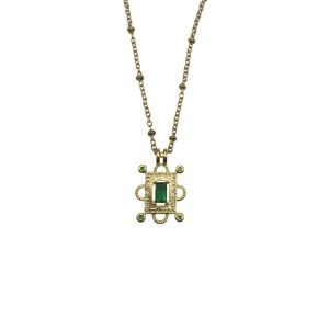 Art Deco Emerald Rectangle  Necklace