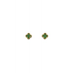 Emerald Green Clover Stud Earrings
