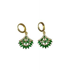 Emerald Fan Huggie Hoop Earrings