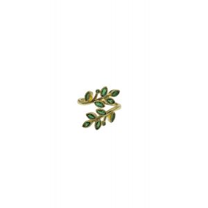 Emerald Green Leaf Wrap Ring