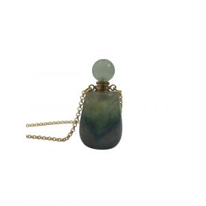 Fluorite Perfume Bottle Long Chain Pendant