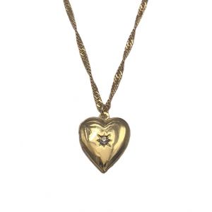 Crystal Heart Locket Necklace