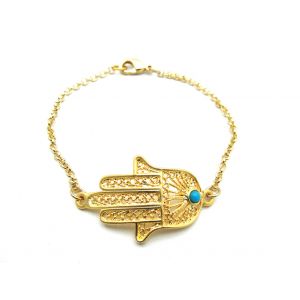 Gold Hand Of Fatima Hamsa Bracelet