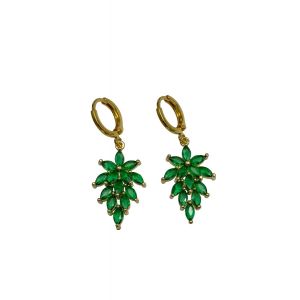 Jewel Leaf Huggie Hoop Earrings