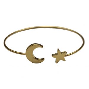 Moon & Star Bangle Bracelet