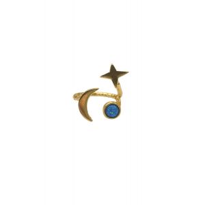 Moon & Star Blue Opal Ring