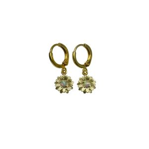 Flower & Opal Huggie Hoop Earrings