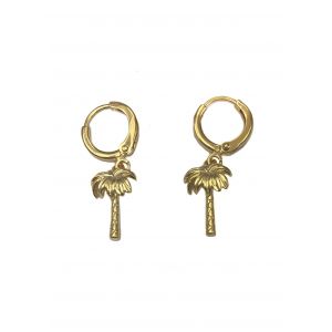 Palm Tree Huggie Hoop Earrings