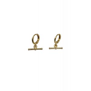 Gold T Bar Charm Huggie Hoop Earrings