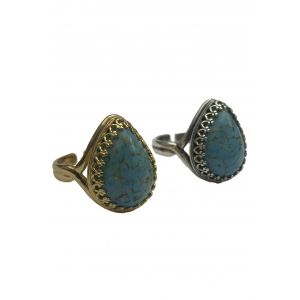 Vintage Turquoise Matrix Teardrop Ring