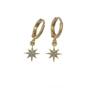 Turquoise Star Huggie Hoop Earrings